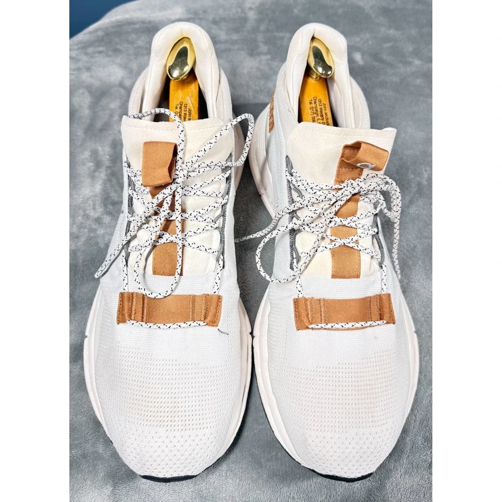On Cloud Sneakers Mens 11.5 White Tan Cloudtec Running Shoes Lace Up